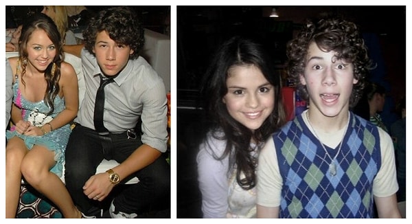 6. Майли Сайрус - Ник Джонас - Селена Гомес