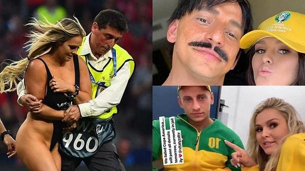 Bunun üzerine bu olaydan 4 milyon dolar kazandığı iddia edilen çiftimiz Brezilya'daki Copa America finalinde de benzer bir eylem yapmak istedi ama polis engeline takıldı.