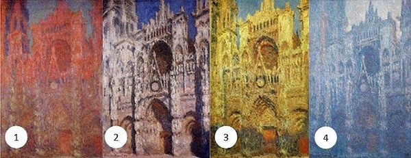 Перед вами цикл картин французского художника Клода Моне «Руанский собор». Представьте, что вам надо войти в один из этих соборов, и выберите тот, который не вызывает у вас страха, отторжения и других негативных эмоций.