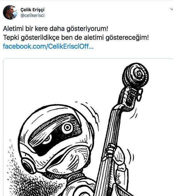 7. Çelik Erişçi'nin çıplak pozlarını eleştirenlere Twitter üzerinden verdiği aletli yanıt.