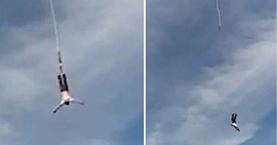 Bungee Jumping Yaparken Kopan İple Hayatının Korkusunu Yaşayan Adam!