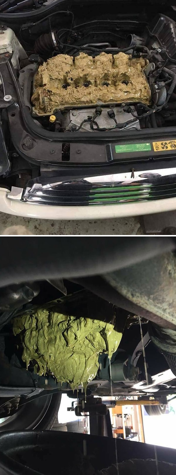 20. Кое-кто залил в машину жидкость для мытья стекол вместо масла.