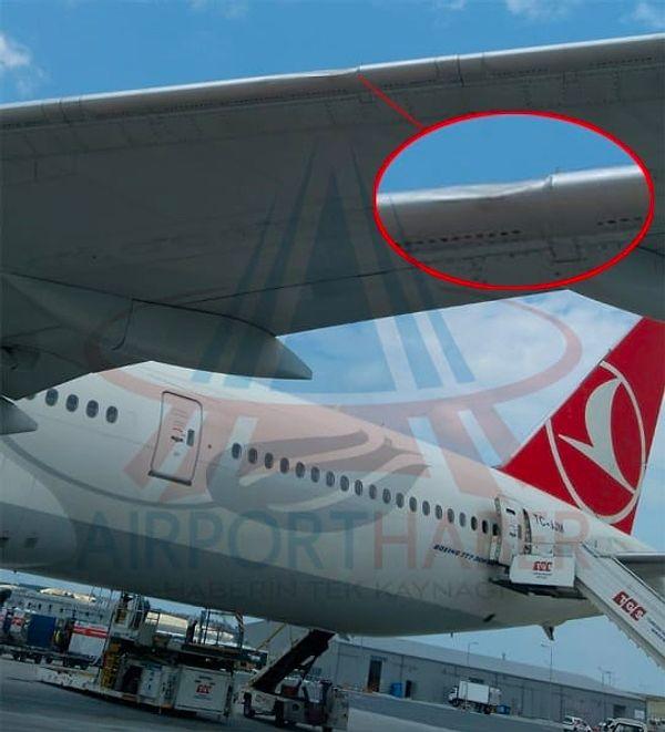 İstanbul Havalimanı inişe hazırlandığı sırada kuş sürüsüne dalan uçağın sol kanadında hasar meydana geldi.