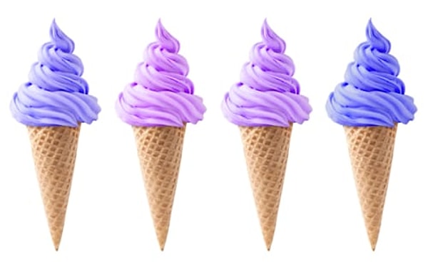 1. Выберите рожок, в котором больше всего голубого цвета: