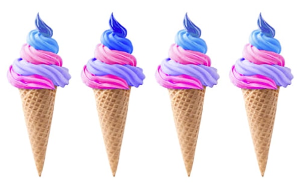 9. В каком рожке голубого цвета добавлено больше, чем в остальных?