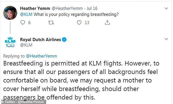 Bir başka İngiliz anne Heather Yemm, Twitter üzerinden havayolu şirketine emzirme politikasını sordu. Gelen cevap ise tartışmalara yol açtı!