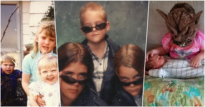 Kardeş Olmanın Tuhaflığını Sere Serpe Gösteren Birbirinde Saykodelik Aile Fotoğrafları