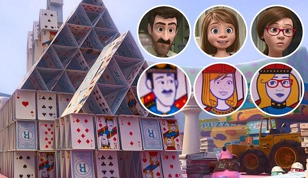 14. 2015 yapımı 'Inside-Out' filminde kartlardan yapılan eve dikkatli bakınca kartların üzerinde Riley ve ailesinin yüzlerinin olduğunu görebilirsiniz.
