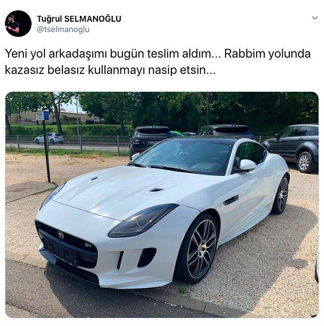 İşte o Tuğrul Selmanoğlu son model lüks bir spor araba satın aldı ve bunu da Twitter hesabından yaptığı paylaşımla duyurdu.