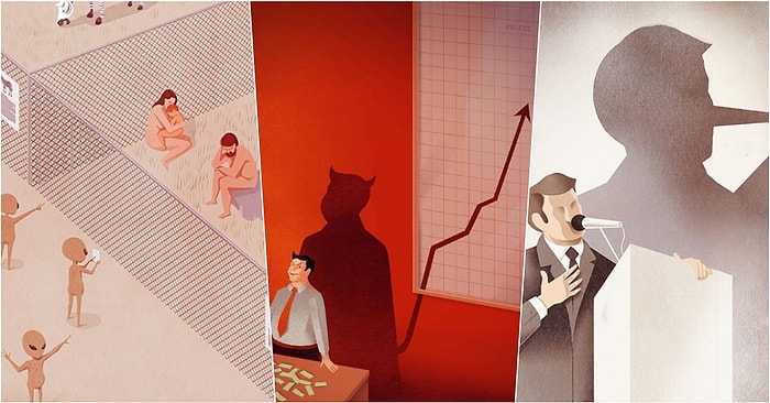 İçerdiği Modern Hayat Eleştirisiyle Gerçekleri Yüzümüze Vurarak Farkındalığımızı Arşa Çıkartan 21 Çarpıcı İllüstrasyon