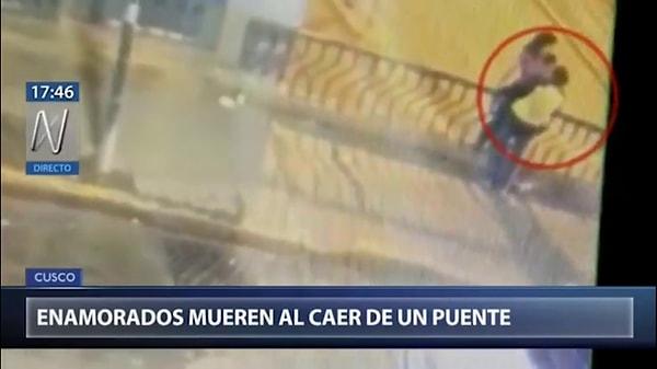 Peru’da bir gece kulübünden çıkan çift, köprü üzerindeki korkuluklara yaslanıp öpüştüğü sırada dengelerini kaybedince düştüler. Yaklaşık 15 metre yükseklikten düşen çift, hayatını kaybetti.