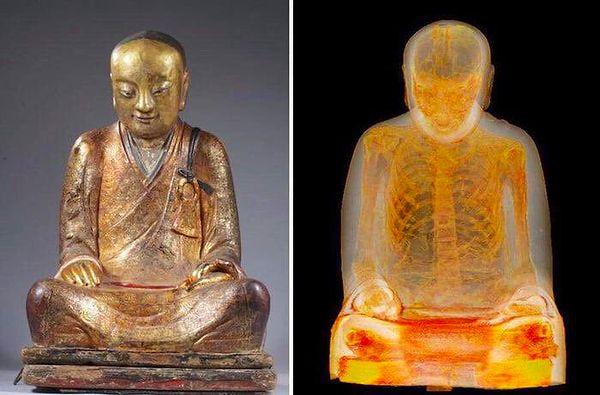 9. 1000 yıllık Buda heykelinin X ray taraması.