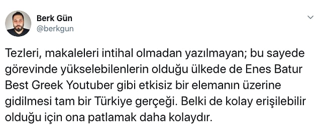 Twitter'da Enes Batur'u destekleyen de var,