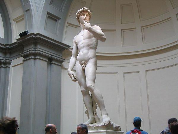 4. Davut heykeli tamamen çıplak olarak tasvir edilir, bu da tamamen giyinik bir kahraman olarak Davut'un geleneksel tasvirine ters düşer. Michelangelo'nun Davut heykeli, insan vücudunun gücü ve güzelliği için bir kutlamadır.
