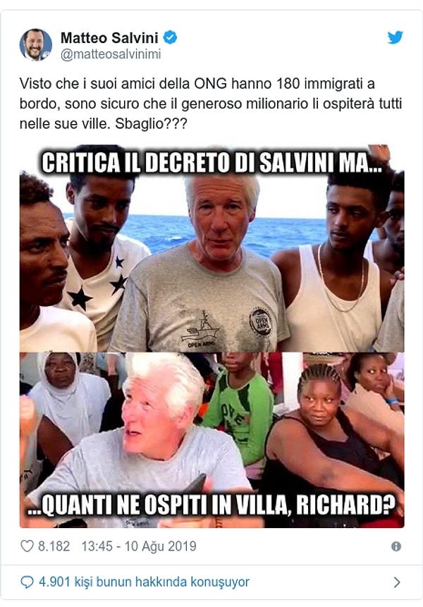 'Salvini kararnamesini eleştiriyorsun da sen kaç tanesini villanda ağırlıyorsun Richard?'