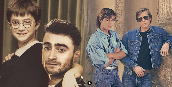 Художник стирает временные границы, объединяя в одном снимке фото звезд сейчас и в более молодом возрасте