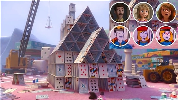 15. В "Головоломке" у карт в воображении Райли лица ее родных