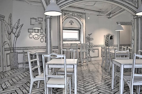 12. Мультипликационное черно-белое кафе Йоннам-донг в Сеуле