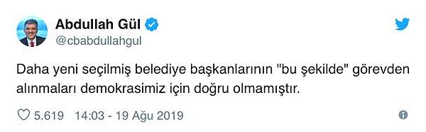 Gül'ün sosyal medya hesabından paylaştığı mesaj şöyle 👇
