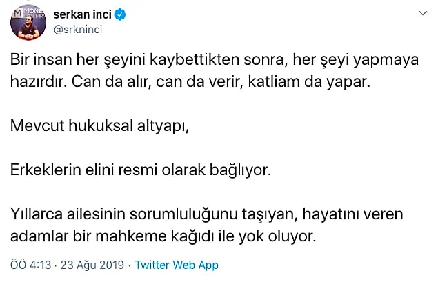 1. Ancak bazı kişiler öyle şeyler yazdı ki, gerçek bir akıl tutulması. Bu korkunç zihniyete dair kan donduran bazı örnekler gördük. Örneğin Serkan İnci...