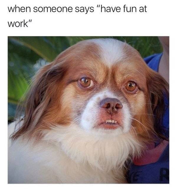 8. Когда кто-то говорит: "Повеселись на работе!"