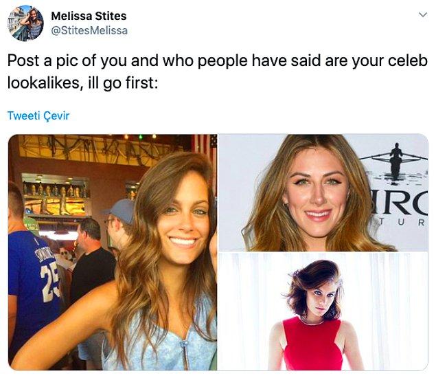 Twitter'dan Melissa Stites, kendi fotoğrafını ve çok benzetildiği ünlünün fotoğrafını paylaşarak, diğer kullanıcılardan da aynı şeyi yapmalarını istedi.