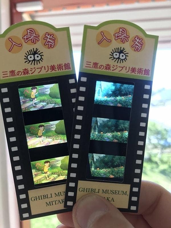 3. Ghibli Müzesi'nden alınan bu biletler, farklı Ghibli filmlerinden alınan karelerden oluşuyor.