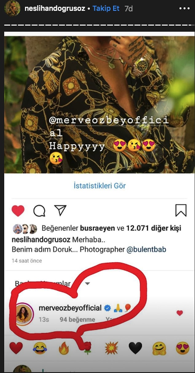 Ve Merve Özbey de emojilerle kutladı...