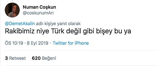 Rakibimiz Türk olsa kaybetme şansımız olmazdı.