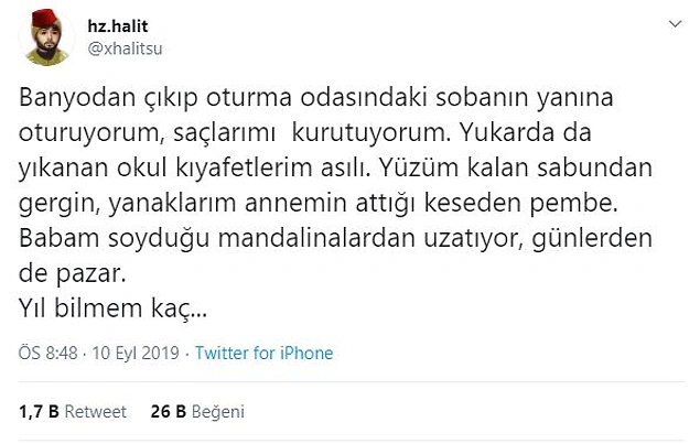 Sobanın üstünde yanan mandalina kabuğu kokusu geldi...
