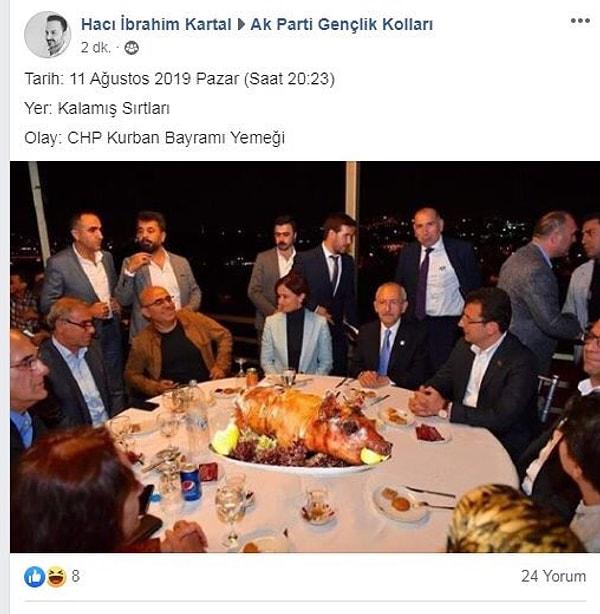 2. Sosyal medyada CHP'li yöneticilerin ve Ekrem İmamoğlu'nun, Hakkı Savunanlar Platformu'nun Ramazan yemeğinde domuz yediğinin iddia edildiği bir fotoğraf paylaşılmıştı.