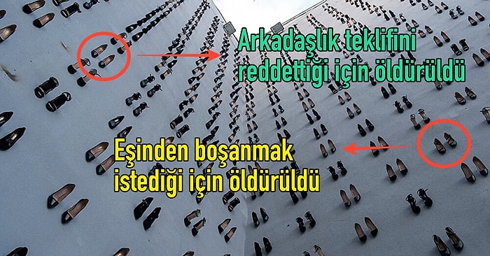 Utanç Tablomuz: 2018'de Öldürülen Kadınların Anısına 440 Çift Ayakkabıyı Duvarda Sergileyen Sanatçı