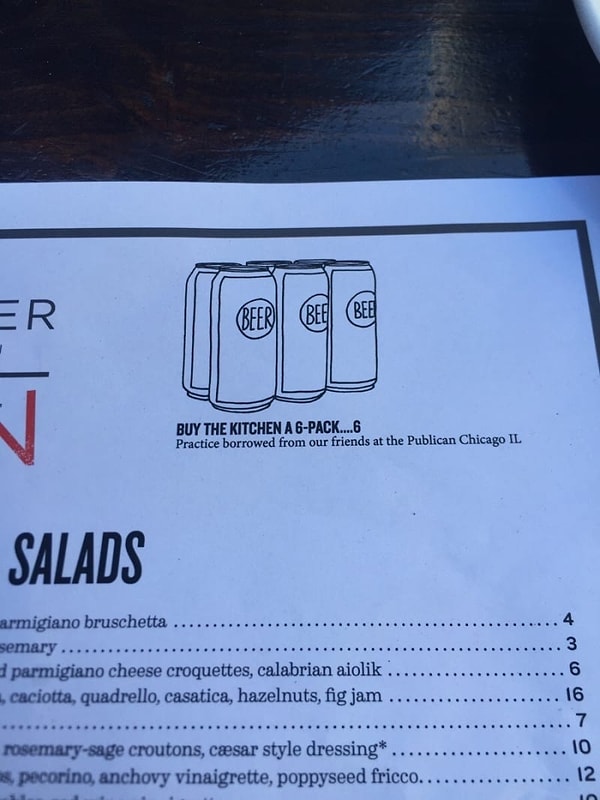 17. Опция меню, позволяющая купить работникам кухни упаковку пива из шести банок.