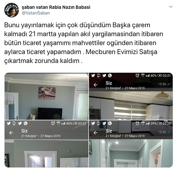 Verdiği bu mücadele Şaban Vatan'ın ticaret hayatını neredeyse bitirdi ve kendisi bugün evini satışa çıkardığını duyurdu.