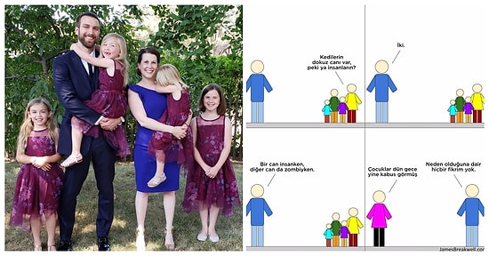 Dört Kızı ve Eşiyle Birlikte Hayatının Ne Kadar Eğlenceli Olduğunu Gösteren Sanatçıdan 15 Sevimli İllüstrasyon