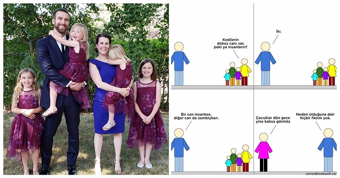 Dört Kızı ve Eşiyle Birlikte Hayatının Ne Kadar Eğlenceli Olduğunu Gösteren Sanatçıdan 15 Sevimli İllüstrasyon