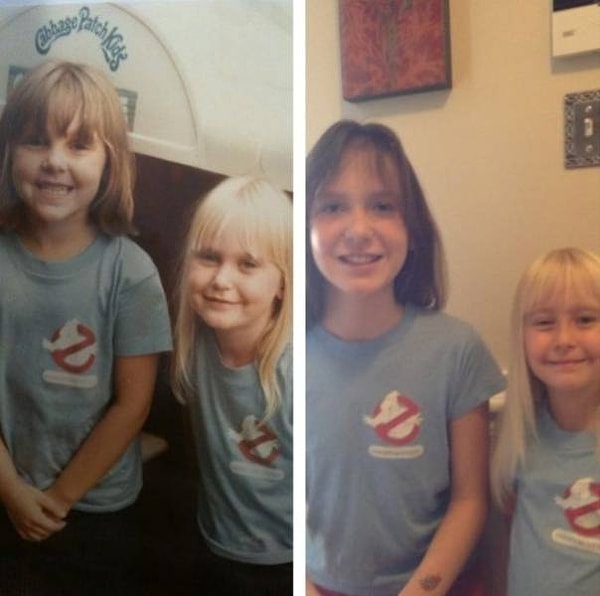 3. "Я с сестрой в 1984, и наши дочери сейчас"