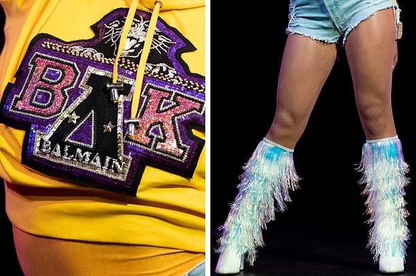 Рассмотрев внимательно, можно заметить, насколько одежда на восковой фигуре детализирована. Ставшая культовой желтая толстовка с капюшоном от Balmain и переливающиеся сапоги до колен выглядят почти также!