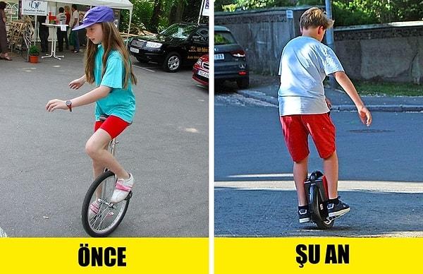 10. Hatta tek tekerlekli bisikletlerde artık pedal ve oturma yeri yok.