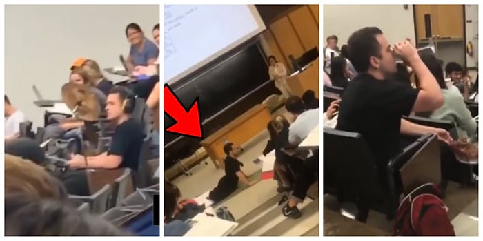 Dersi Bırakmanın Rahatlığıyla Sınıfta Yoga Yapıp Bateri Çalan Garip Üniversiteli Genç