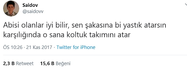 6. Koltuk takımı geliyor.