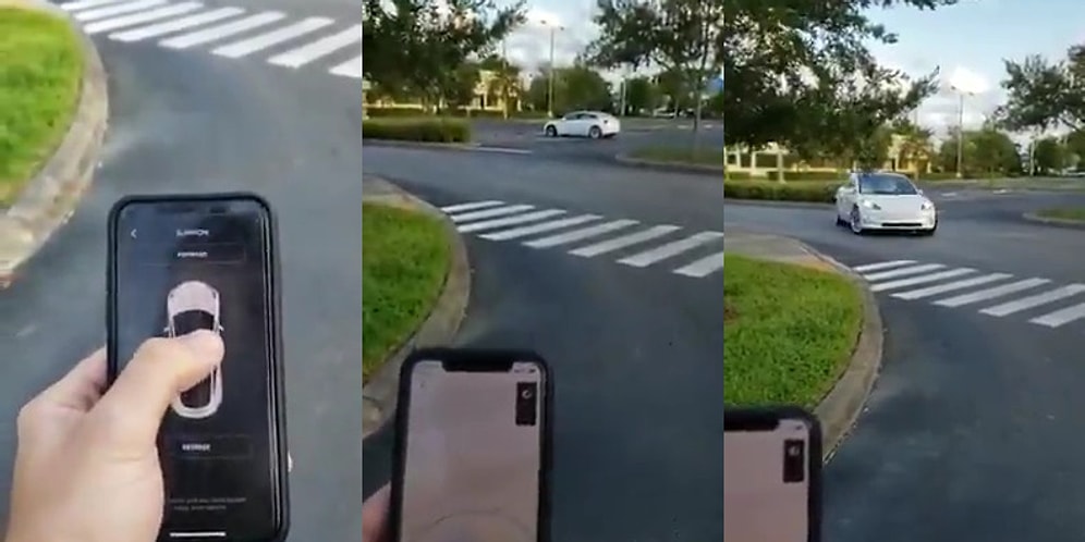 Cep Telefonuyla Oyuncak Araba Gibi Kontrol Edilen Tesla Aracı