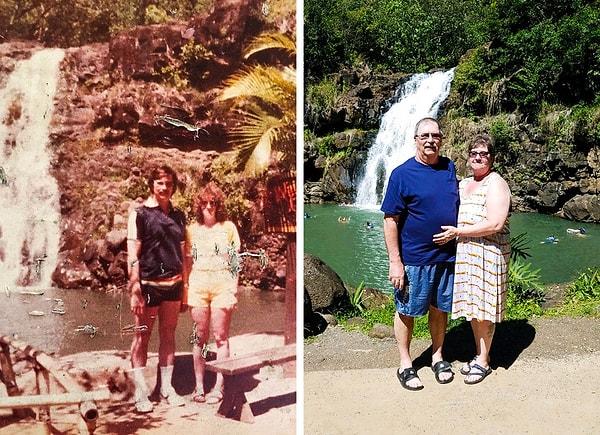 16. "Anne ve babam 30 yıl önce balayında Hawaii'ye gitmiş. Bugün tekrar oraya gidip balayı fotoğraflarını tekrar canlandırdılar."