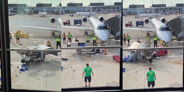 Apronda Kontrolden Çıkan Kargo Aracının Özel Jete Çarpmasını Son Anda Engellediler!