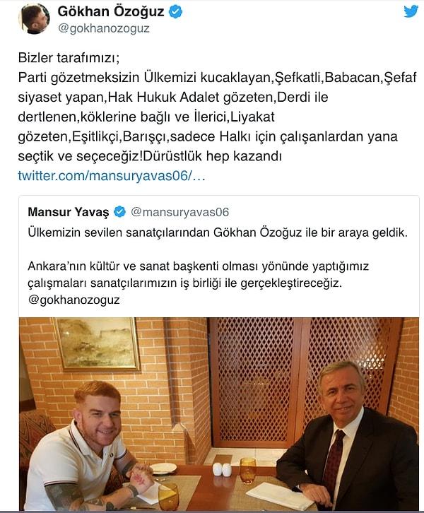 Özoğuz, bir televizyon programına katılmak için İstanbul'a gelen Ankara Büyükşehir Belediye Başkanı Mansur Yavaş ile buluşmuştu.