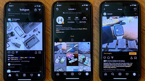 В Instagram появилось темное оформление, которое доступно пользователям устройств на Android 10 и iOS 13.