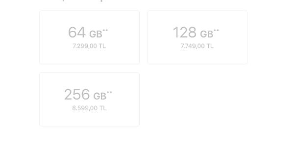 Daha yüksek bir depolama alanı için 128 GB'lık iPhone 11 7749, 256 GB'lık versiyon ise 8599 TL'ye alıcı buluyor.