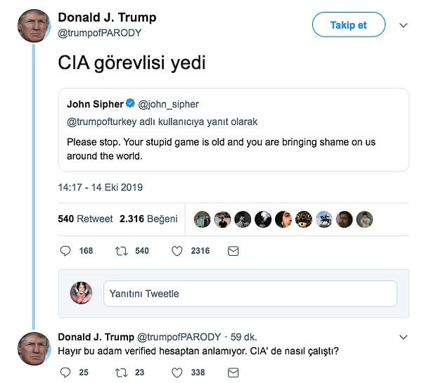 Sahte Trump hesabı daha sonra şu Türkçe tweeti de atınca ortalık koptu tabii...