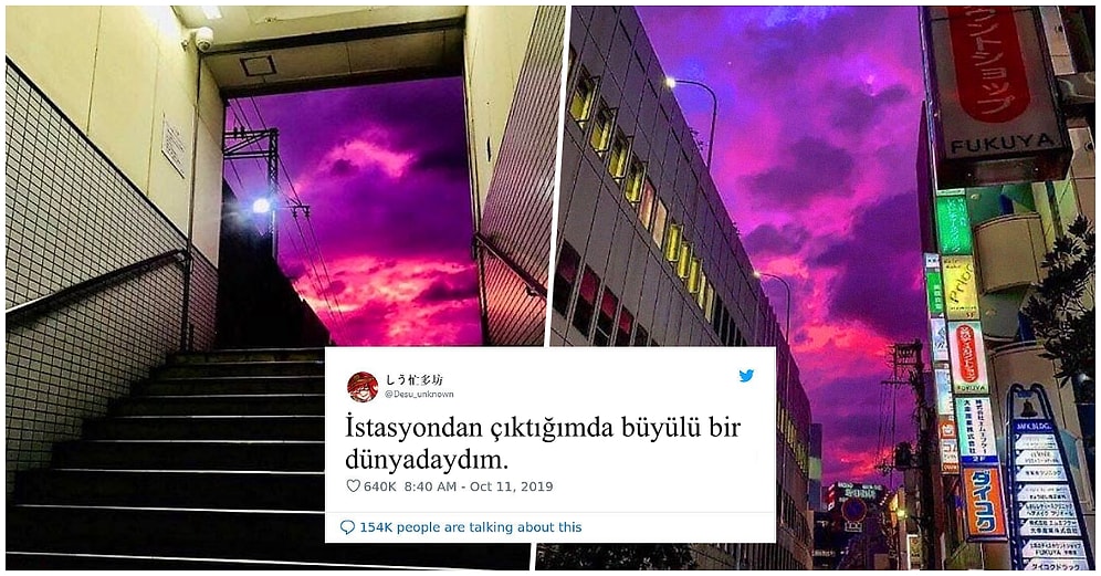 Büyüleyiciydi! Japonya'da Mora Dönüşerek İnsanları Şaşırtan Gökyüzünün Tayfunun Habercisi Olduğu Ortaya Çıktı