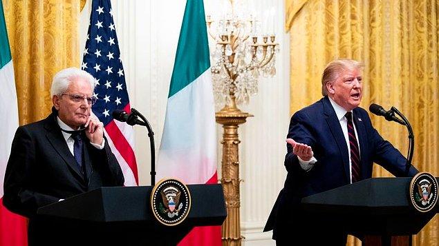 Donald Trump, İtalya Cumhurbaşkanı Sergio Mattarella ile gerçekleştirdiği basın toplantısında gaflara doyamadı.